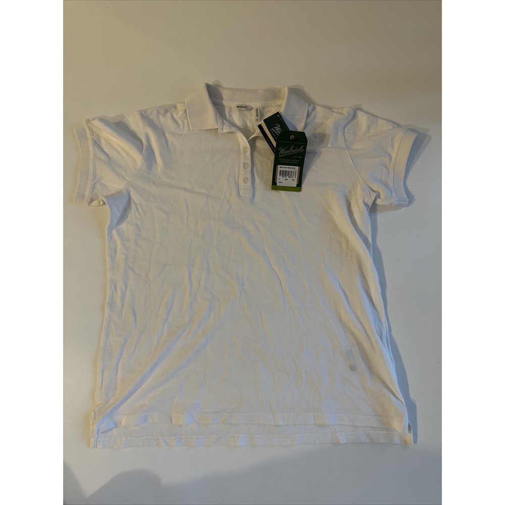 Woolrich Women's White Short Sleeve Polo Large New With Tags Port Piquet Polo
